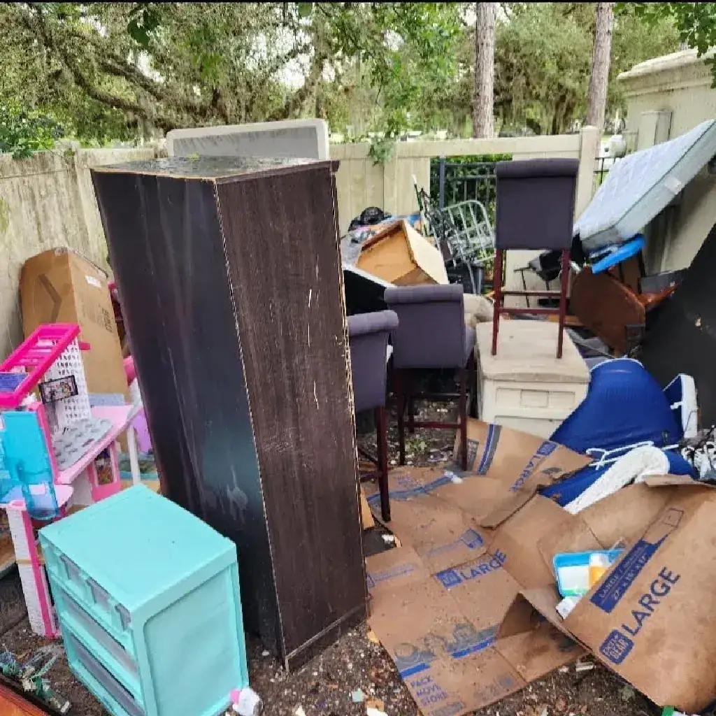 Renovation debris including doors and building material ready for removal in Jacksonville